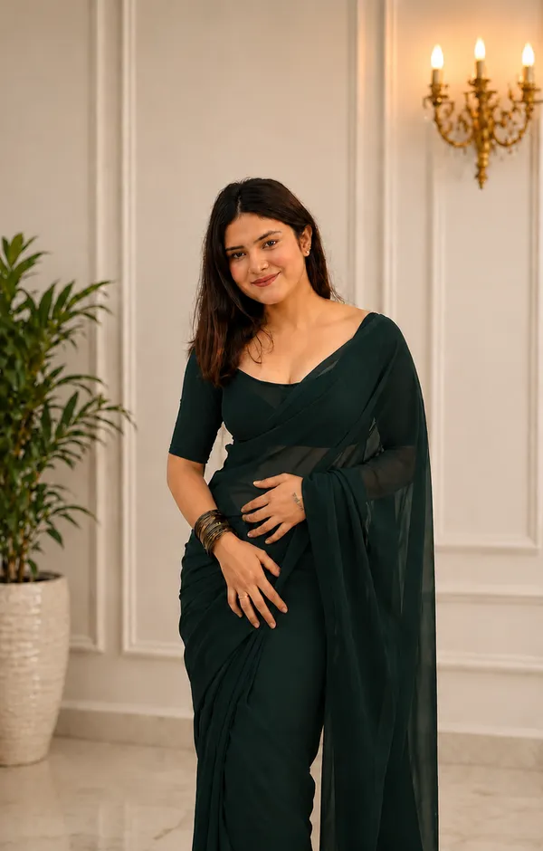 Dark_Green_Georgette_SAREE_For_WOMEN