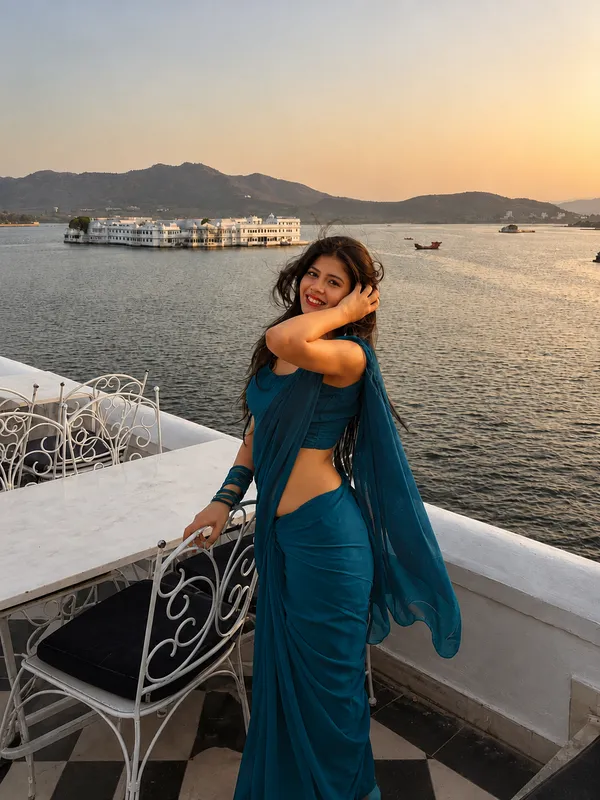 Teal_Georgette_SAREE_For_WOMEN