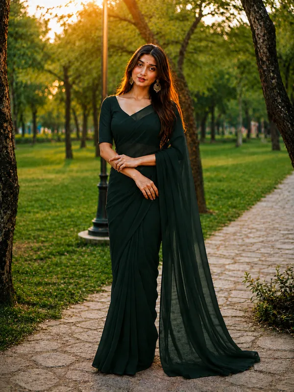 Dark_Green_Georgette_SAREE_For_WOMEN