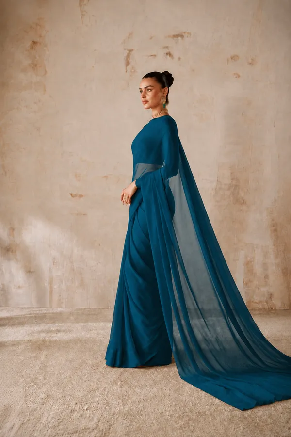 Teal_Georgette_SAREE_For_WOMEN
