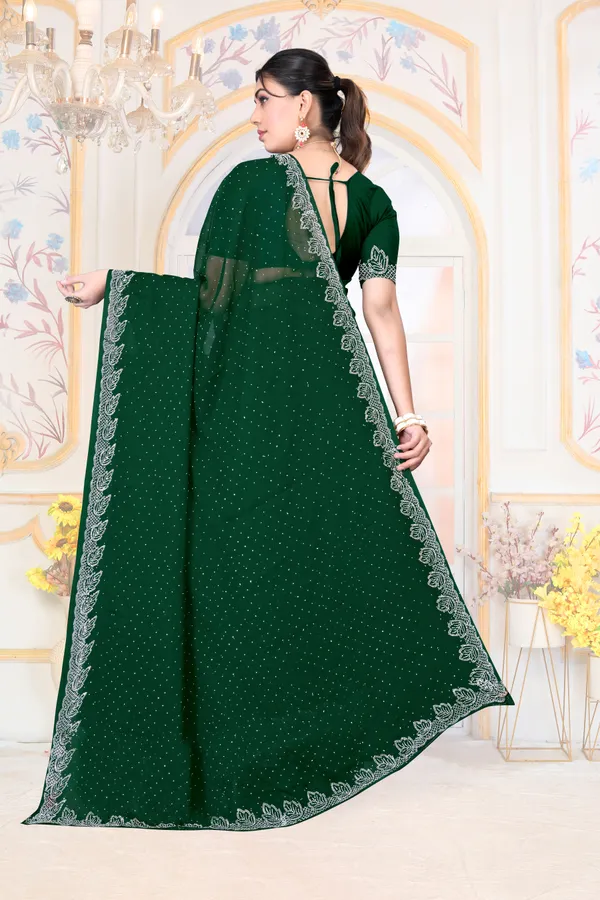 Dark_Green_Georgette_SAREE_For_WOMEN