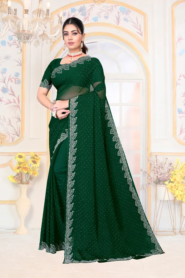 Dark_Green_Georgette_SAREE_For_WOMEN