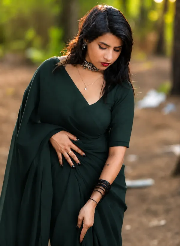 Deep_Green_Georgette_SAREE_For_WOMEN