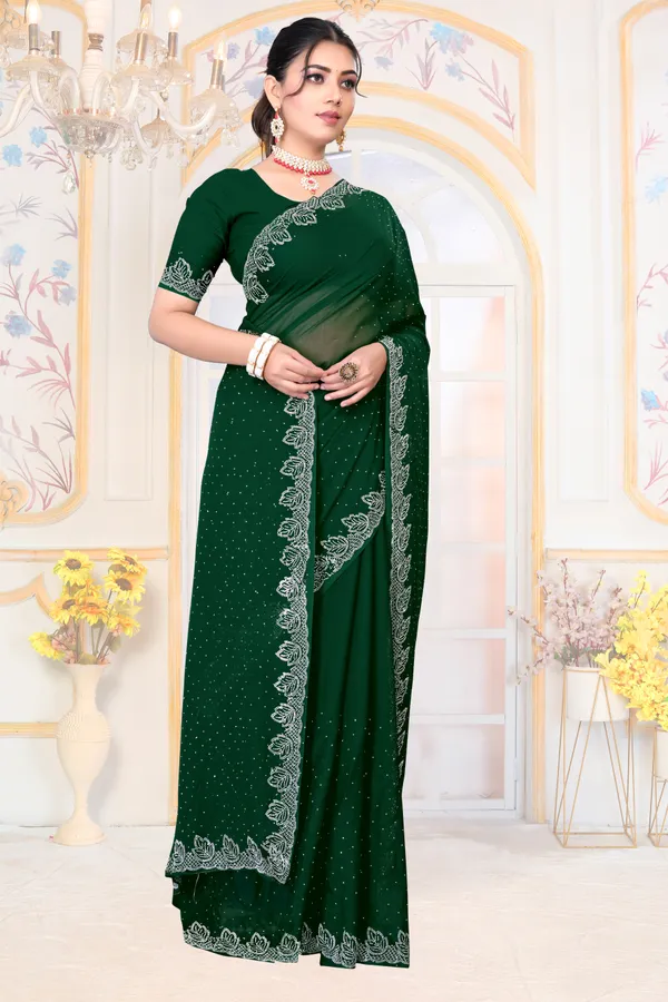 Dark_Green_Georgette_SAREE_For_WOMEN