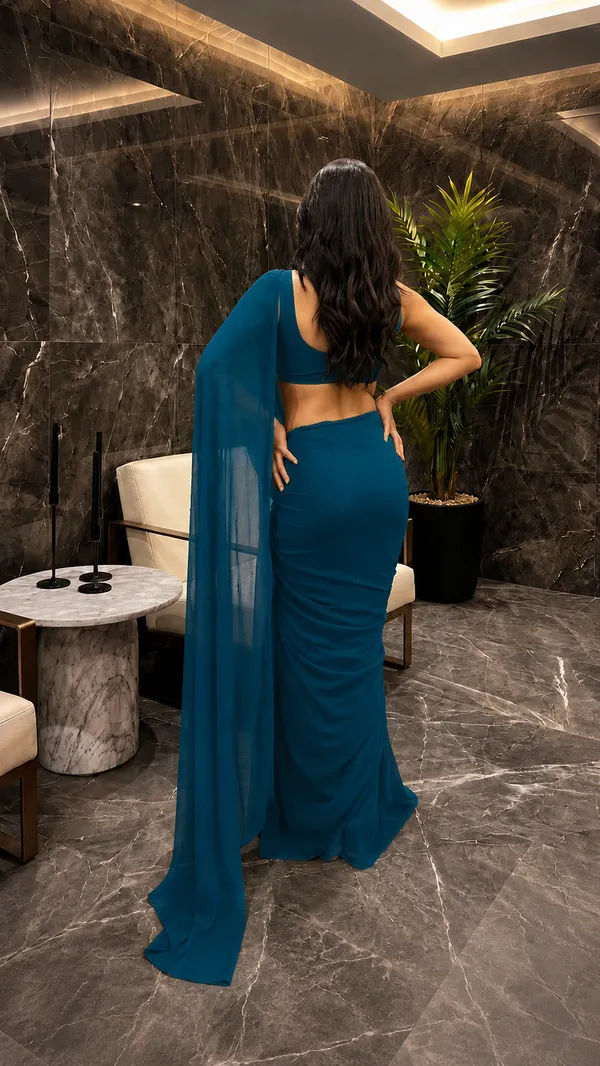 Teal_Georgette_SAREE_For_WOMEN
