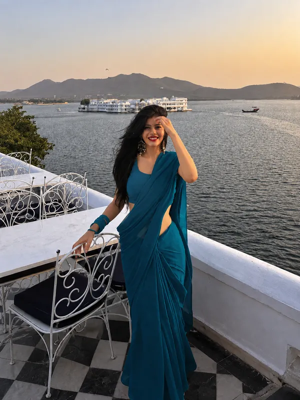 Teal_Georgette_SAREE_For_WOMEN