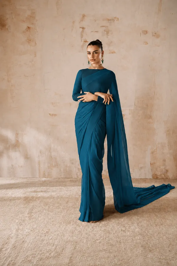 Teal_Georgette_SAREE_For_WOMEN