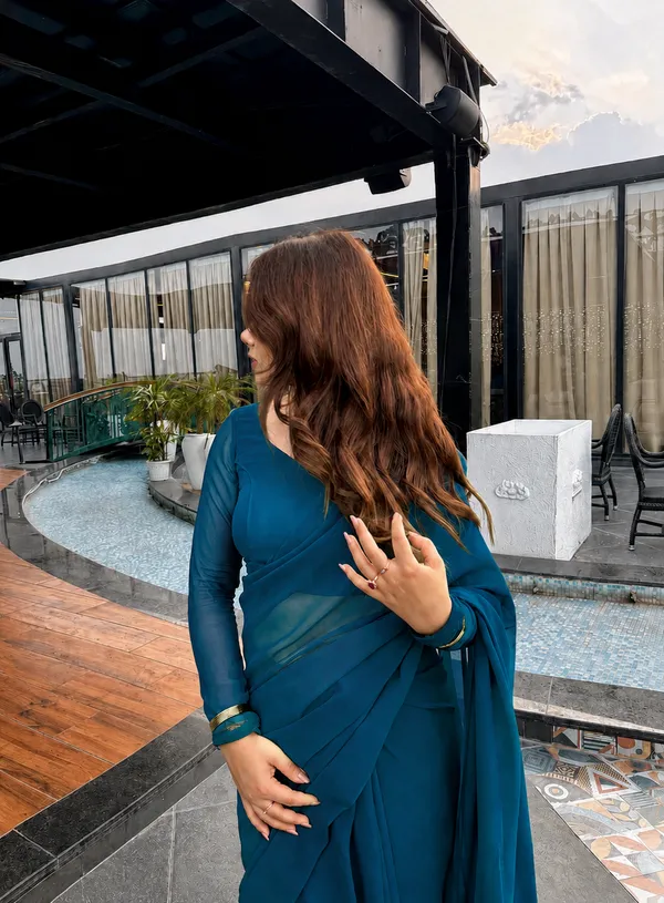 Teal_Georgette_SAREE_For_WOMEN