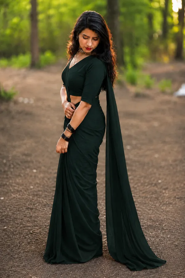 Deep_Green_Georgette_SAREE_For_WOMEN
