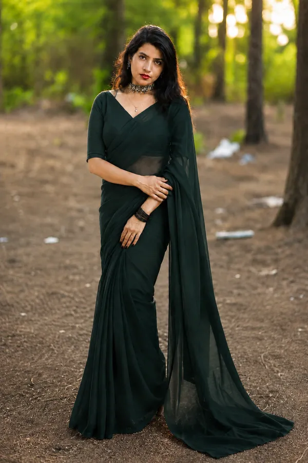 Deep_Green_Georgette_SAREE_For_WOMEN