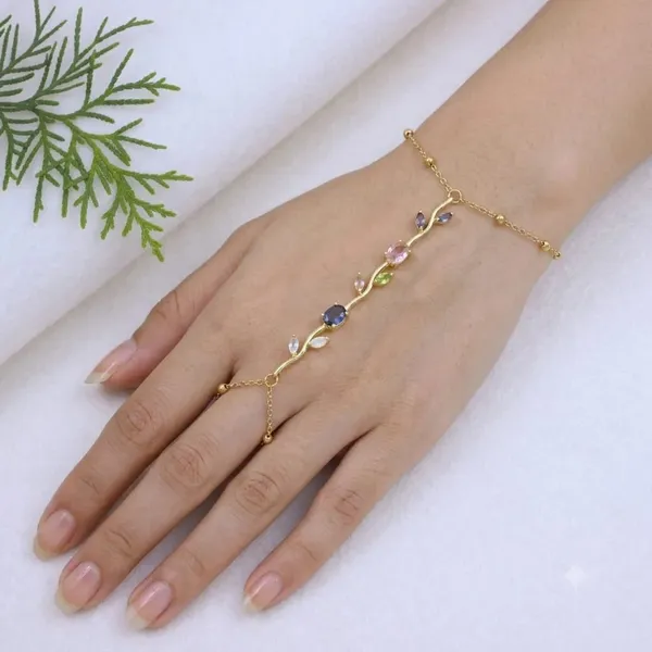 Tulip_Hand_Bracelet_Gold_Plated_With_Multi_Color_Cubic_Zirconia