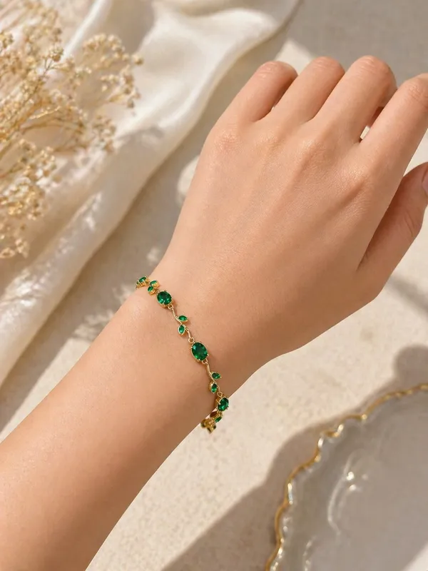 Tulip_Green_Stone_Anti_Tarnish_Bracelet_For_Women