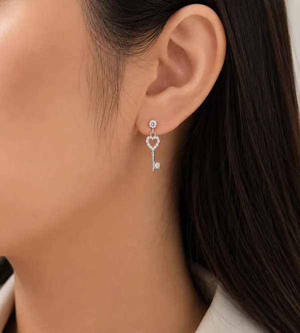 Anti_Tarnish_Stainless_Steel_Rhodium_Silver_Cz_Key_Heart_Drop_Stud_Earrings