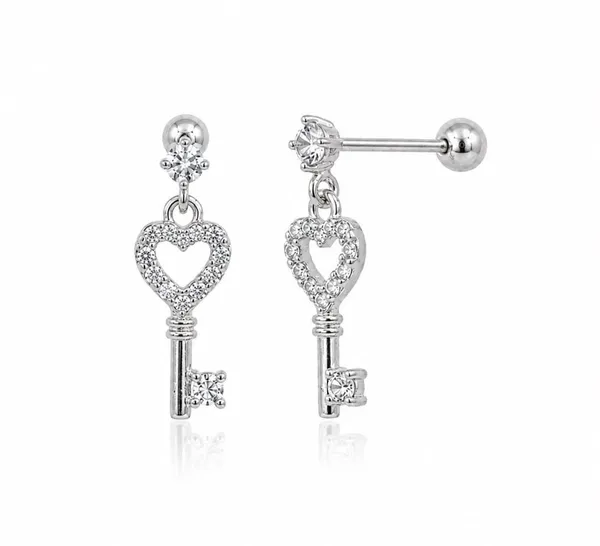 Anti_Tarnish_Stainless_Steel_Rhodium_Silver_Cz_Key_Heart_Drop_Stud_Earrings