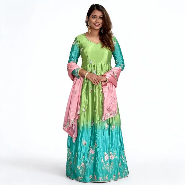Green_Chinon_Embroidered_Flared_Anarkali_Suit_Set_For_Women