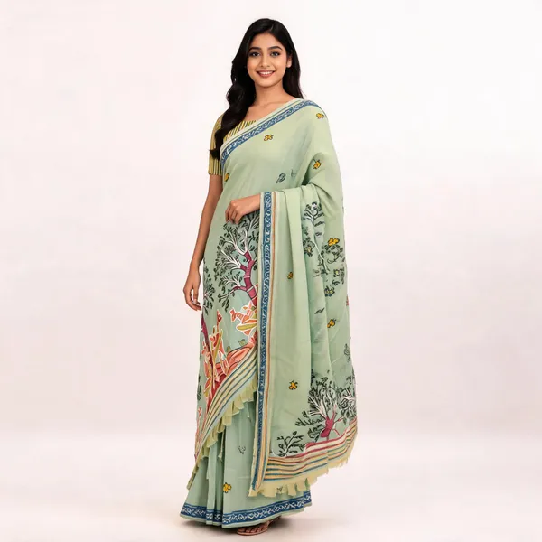 Pista_Green_Muga_Cotton_Woven_Saree_For_Women
