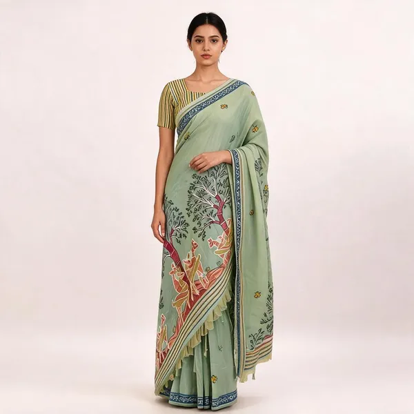Pista_Green_Muga_Cotton_Woven_Saree_For_Women