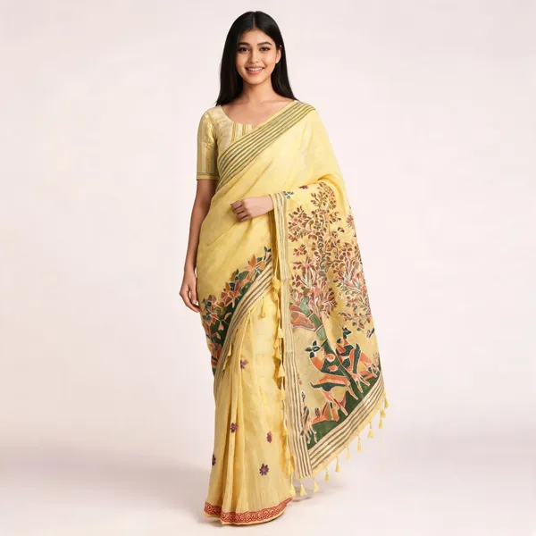 Yellow_Muga_Cotton_Woven_Saree_For_Women