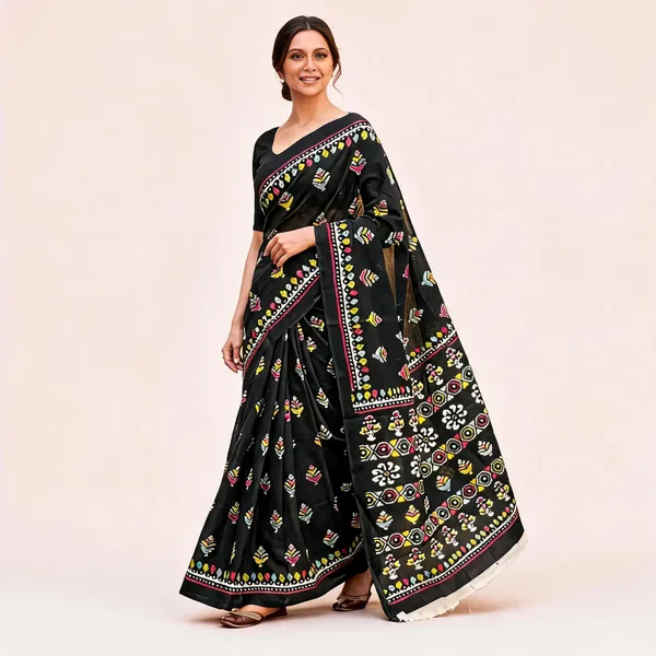 Black_Mulmul_Cotton_Batik_Print_Saree_For_Women