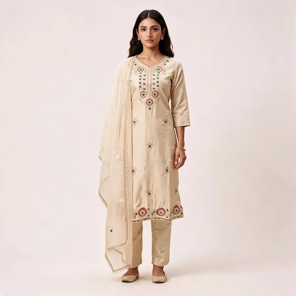 Beige_Glass_Roman_Handwork_Pieces_Kurta_Set_For_Women