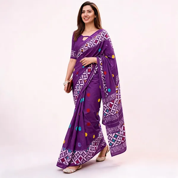 Purple_Mulmul_Cotton_Printed_Saree_For_Women
