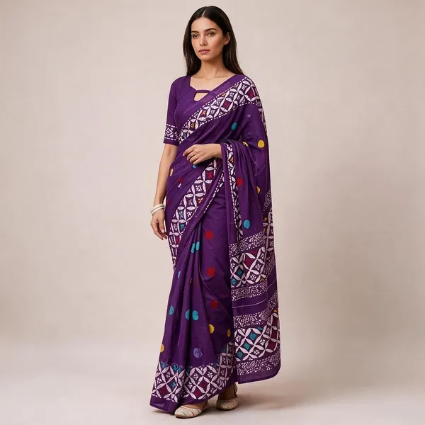 Purple_Mulmul_Cotton_Printed_Saree_For_Women
