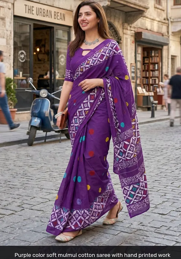 Purple_Mulmul_Cotton_Printed_Saree_For_Women
