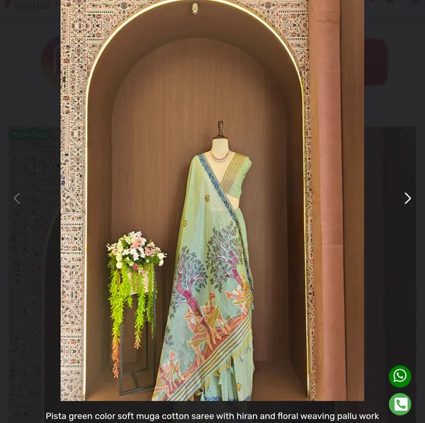 Pista_Green_Muga_Cotton_Woven_Saree_For_Women
