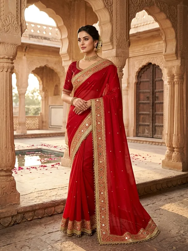Ghungaroo_|_Premium_shimmer_tissue_fabric_in_a_vibrant_deep_red_shade