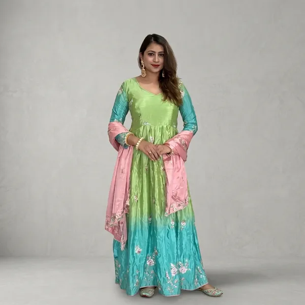 Green_Chinon_Embroidered_Flared_Anarkali_Suit_Set_For_Women