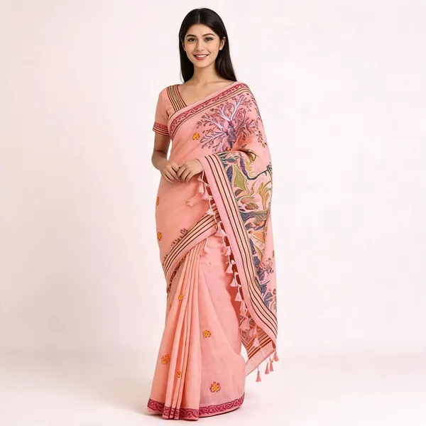 Peach_Muga_Cotton_Woven_Saree_For_Women