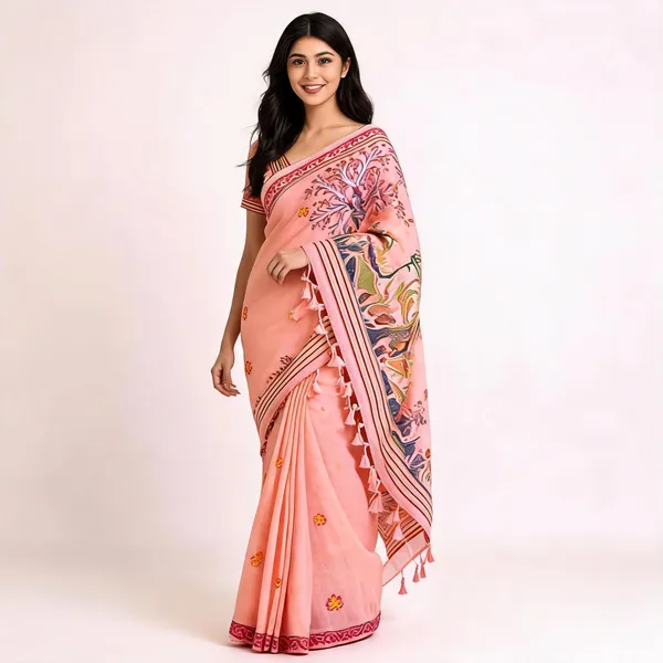 Peach_Muga_Cotton_Woven_Saree_For_Women