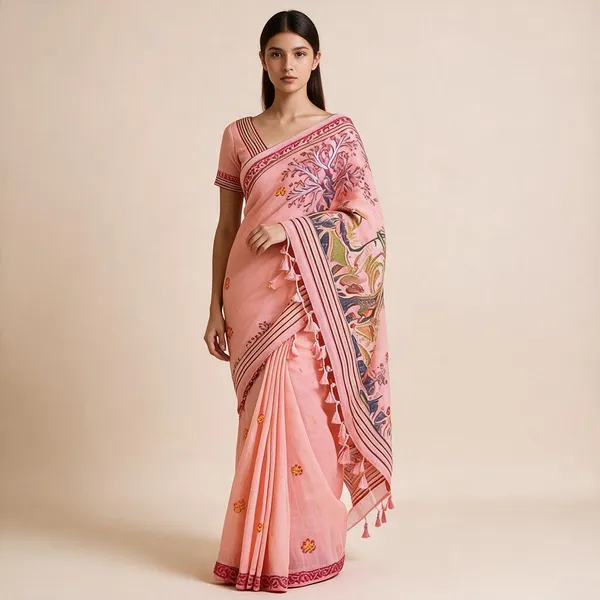Peach_Muga_Cotton_Woven_Saree_For_Women