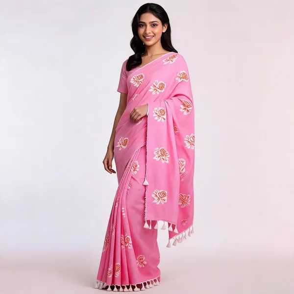 Baby_Pink_Khadi_Cotton_Floral_Saree_For_Women