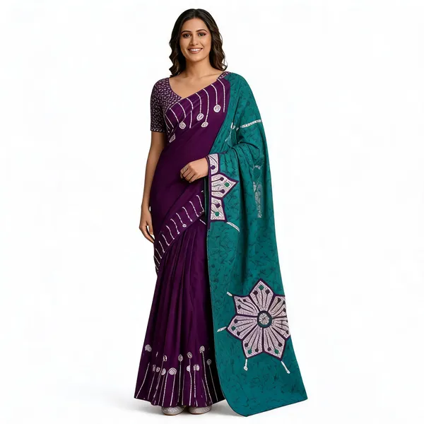 Purple_And_Teal_Mulmul_Cotton_Printed_Saree_For_Women