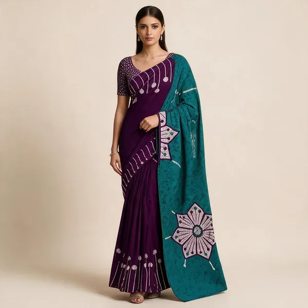 Purple_And_Teal_Mulmul_Cotton_Printed_Saree_For_Women