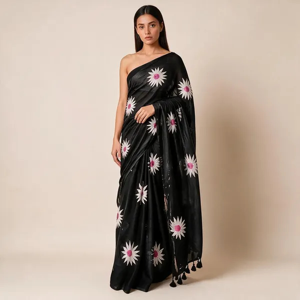 Black_Mul_Cotton_Floral_Print_Saree_For_Women