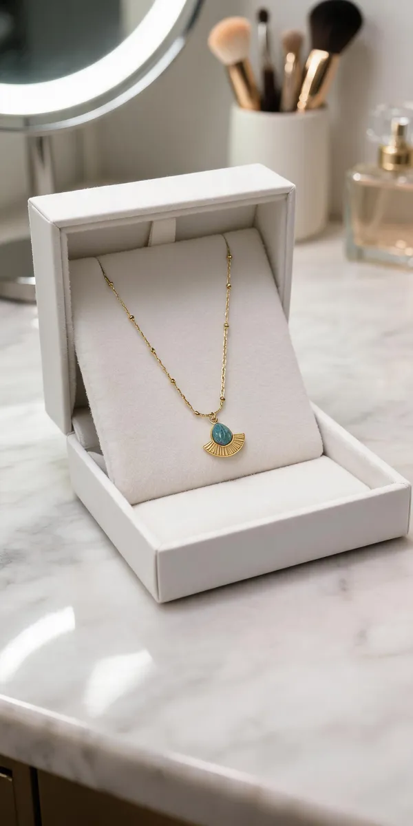 Turquoise_Stainless_Steel_Gold_Plated_Pendant_For_Women