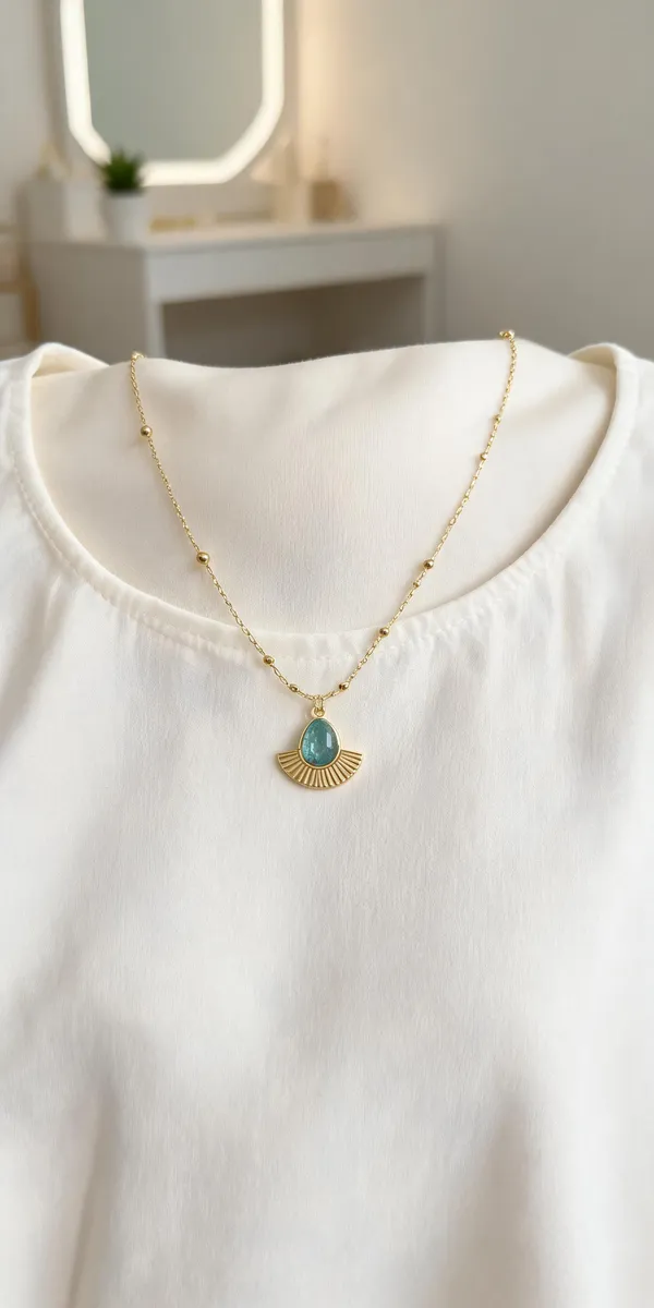 Turquoise_Stainless_Steel_Gold_Plated_Pendant_For_Women