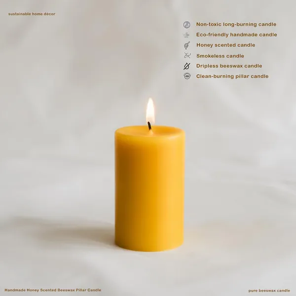100_Pure_Beeswax_Pillar_Candle_2_5_X_5_Inch_Natural_Honey_Scent_Hand_Poured_Yellow_Beeswax