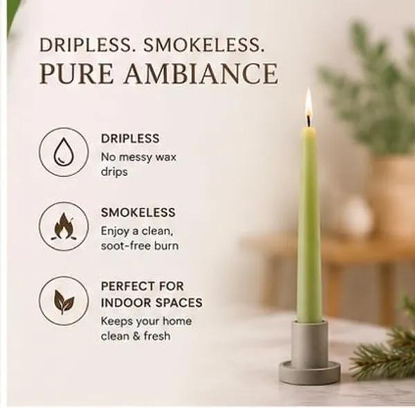 10_Soy_Wax_Taper_Candles_Pack_Of_6_Dripless_Smokeless_Long_Burn_Elegant_For_Dinner_Wedding_Home_Decor_Mint