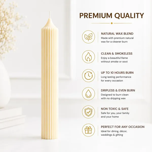 Ribbed_Taper_Candles_Set_Of_2_Natural_Wax_Blend_Smokeless_Clean_Burn_10_Hour_Burn_Time_Decorative_Dinner_Candles_For_Home_Decor_Weddings_Dining_Tables_Gifting_Rose_Petals