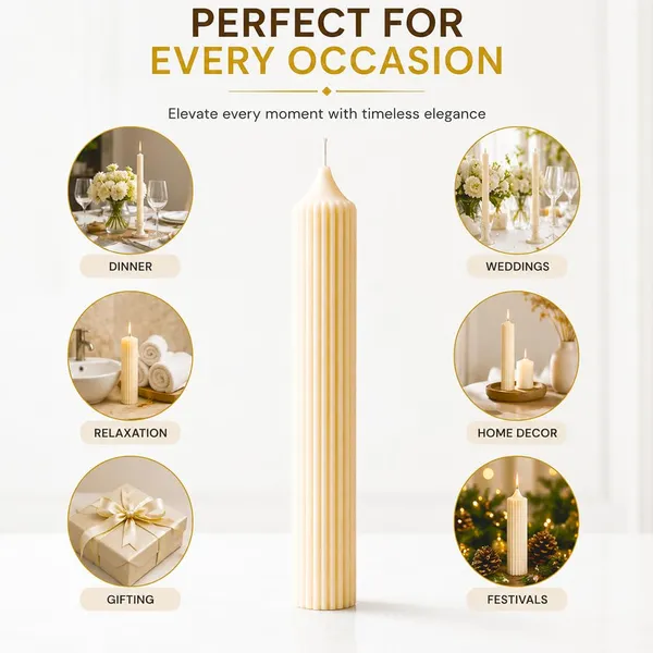 Ribbed_Taper_Candles_Set_Of_2_Natural_Wax_Blend_Smokeless_Clean_Burn_10_Hour_Burn_Time_Decorative_Dinner_Candles_For_Home_Decor_Weddings_Dining_Tables_Gifting_Amber