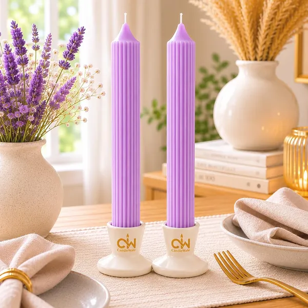Ribbed_Taper_Candles_Set_Of_2_Natural_Wax_Blend_Smokeless_Clean_Burn_10_Hour_Burn_Time_Decorative_Dinner_Candles_For_Home_Decor_Weddings_Dining_Tables_Gifting_French_Lavender