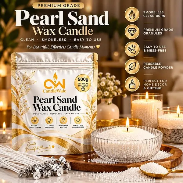 Pearl_Sand_Wax_Candle_Making_Wax_Powder_with_20_Wick_Pink