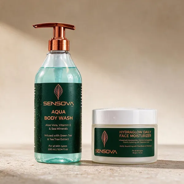 Sensova_Aqua_Body_Wash_And_Hydraglow_Face_Moisturizer_Set