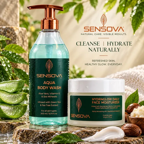 Sensova_Aqua_Body_Wash_And_Hydraglow_Face_Moisturizer_Set