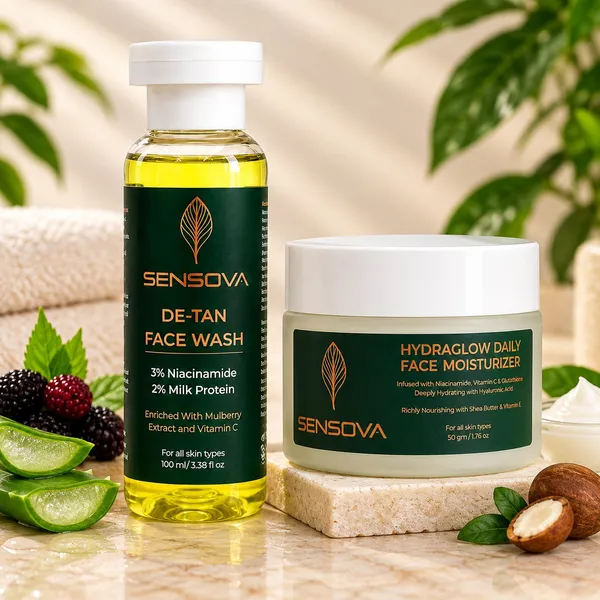 Sensova_De-Tan_Face_Wash_And_Hydraglow_Moisturizer_Set