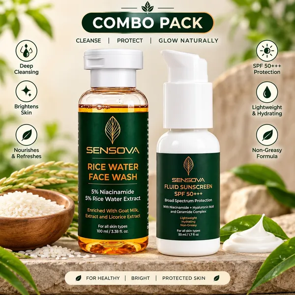 Sensova_Rice_Water_Face_Wash_And_Fluid_Sunscreen_Combo
