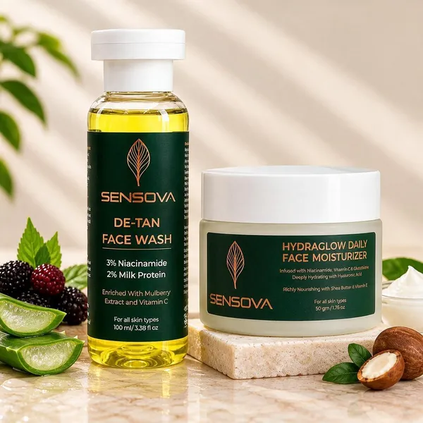 Sensova_De-Tan_Face_Wash_And_Hydraglow_Moisturizer_Set